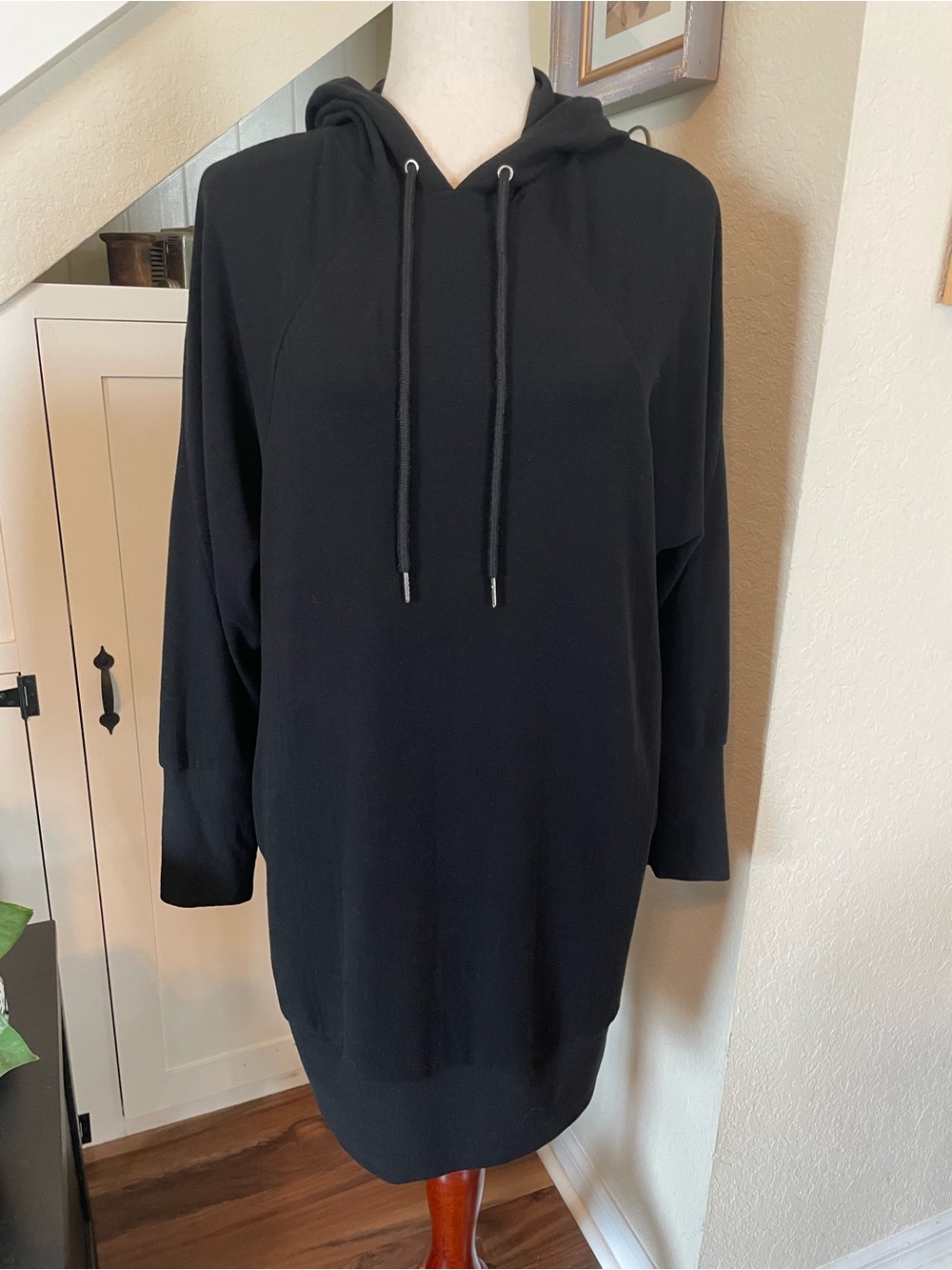 Walter Baker Maisie Black Hooded Dress Long Sleeve Sweatshirt Cozy Size M